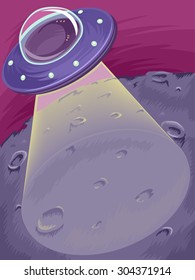 Illustration Featuring Light Beam Coming from a Spaceship