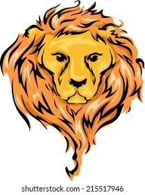 Illustration Male Lion Head Flowing Mane Stock Vector (Royalty Free ...