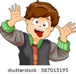 Illustration Featuring a Little Boy Making Funny Faces with His Eyes, Tongue, and Hands