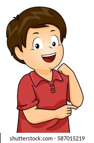 Illustration Featuring a Little Boy Pointing to His Elbow While Naming Body Parts