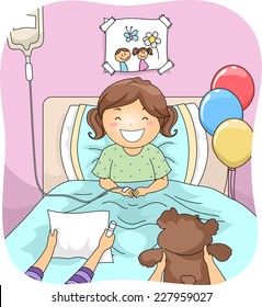 Illustration Featuring Little Girl Being Visited Stock Vector (Royalty ...