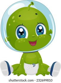 Illustration Featuring a Male Baby Alien in Diapers