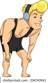 Illustration Featuring a Male Greco-Roman Wrestler Getting Ready to Fight