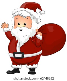 Illustration Featuring a Man Dressed Like Santa Claus - Vector
