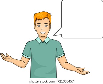 Illustration mit einem Mann mit einem Sprechballon in der Nähe seines Kopfes, der Handgeschichten macht