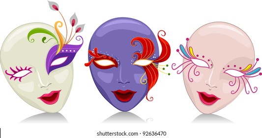 Illustration Featuring Mardi Gras Masks