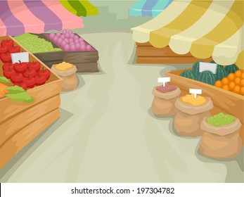 Illustration Featuring Market Selling Different Kinds Stock Vector ...