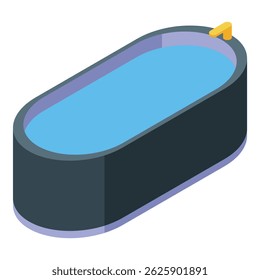 Ilustração com uma moderna banheira oval cheia de água, evocando uma sensação de relaxamento e tranquilidade