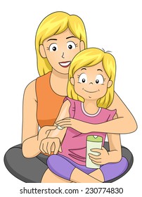 Illustration Featuring a Mother Giving Skin Care Lessons to Her Daughter