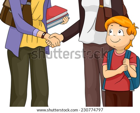 Illustration Featuring a Mother Having a Meeting with Her Son