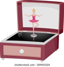 Illustration Featuring a Music Box with a Dancing Ballerina