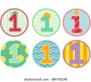 Illustration Featuring the Number 1 Decorated with Colorful Patterns