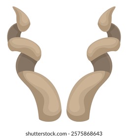 Illustration featuring a pair of beige spiral horns from a fantasy creature