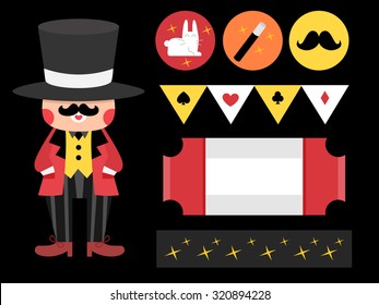 Illustration Featuring Party Printables with a Magic Theme