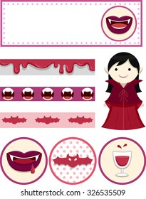 Illustration Featuring Party Printables with a Vampire Theme