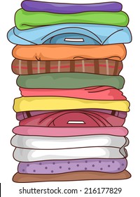 Illustration Featuring a Pile of Folded Clothes