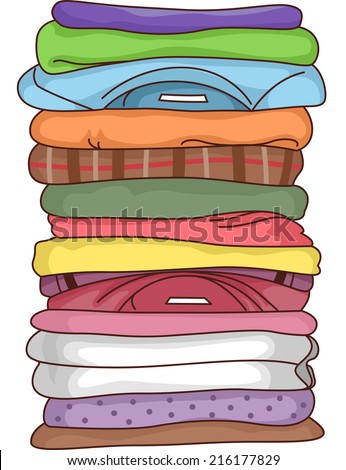 Illustration Featuring a Pile of Folded Clothes