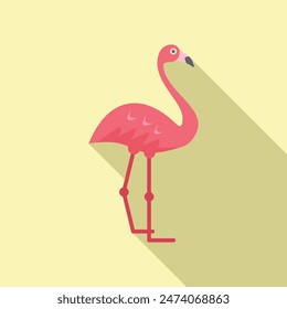 Illustration featuring a pink flamingo standing on one leg