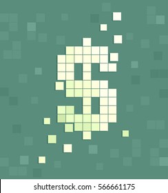 Ilustración que muestra bloques articulados formando la forma de un signo de dólar