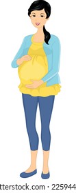 Illustration Featuring a Pregnant Asian