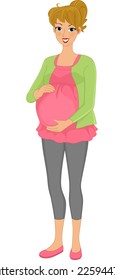 Illustration Featuring a Pregnant Caucasian