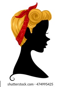 Illustration Featuring the Profile of a Woman Wearing a Bandana