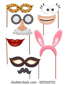 Illustration Featuring Props Commonly Used in Photobooths