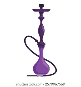 Illustration featuring a purple shisha with a long tube, evoking relaxation and exotic flavors