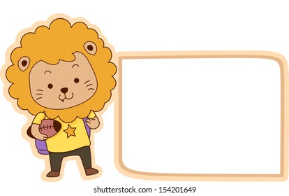 Illustration Featuring a Ready to Print Label with a Lion on the Side