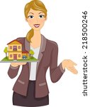 Illustration Featuring a Real Estate Agent Holding a Model House and Lot