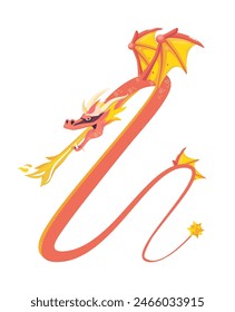 A illustration of featuring a red dragon with vibrant yellow wings
