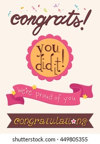 Illustration Featuring a Ribbon That Comes with Congratulatory Message