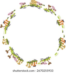 Illustration featuring a ring of diverse people holding hands, ideal for teamwork, community, and collaborative campaigns.
