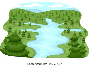 Illustration Featuring a River Basin