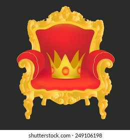 Illustration Featuring a Royal Chair in Red and Gold