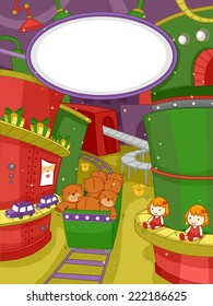 Illustration Featuring a Scene at a Christmas Toy Factory