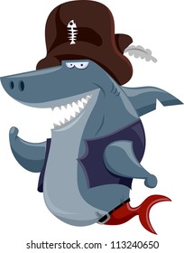 Illustration Featuring a Shark Dressed in a Pirate Costume