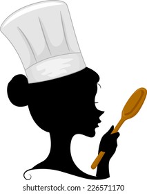 Illustration Featuring the Silhouette of a Female Chef