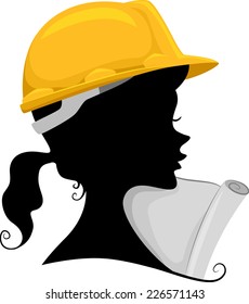 Illustration Featuring the Silhouette of a Female Engineer