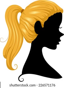 Illustration Featuring the Silhouette of a Girl Wearing a Ponytail