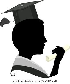 Illustration Featuring the Silhouette of a Man Wearing a Graduation Costume