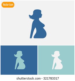 Illustration Featuring the Silhouette of a Pregnant Woman. Vector icon.