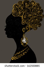 Illustration Featuring the Silhouette of a Woman Wearing Various Accessories