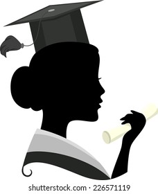 Illustration Featuring the Silhouette of a Woman Wearing a Graduation Costume