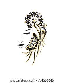 Illustration Featuring the Silhouette of a Woman Wearing a Pearl Necklace