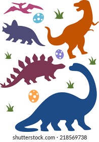 Illustration Featuring Silhouettes of Different Dinosaurs svg