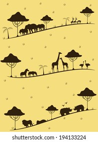 Illustration Featuring the Silhouettes of Safari Animals