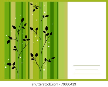 Illustration Featuring Silhouettes of Trees Against a Green and White Background