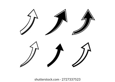 An illustration featuring six arrows with varying shades and orientations pointing upwards