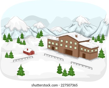 Illustration Featuring A Ski Lodge